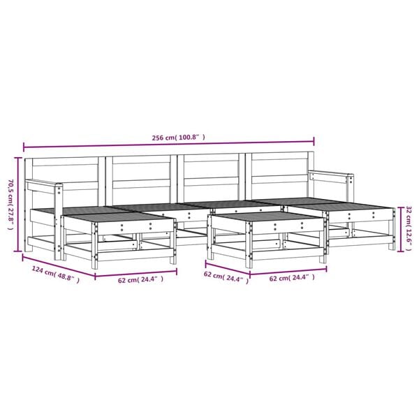 vidaXL 7 Piece Garden Lounge Set Solid Wood Pine