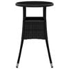 vidaXL Garden Table Ø60x75 cm Tempered Glass and Poly Rattan Black