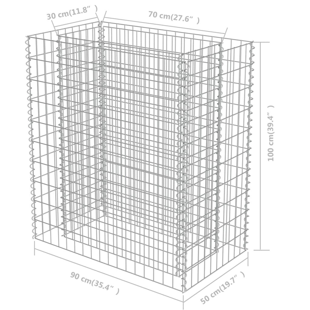 vidaXL Gabion Raised Bed Galvanised Steel 90x50x100 cm