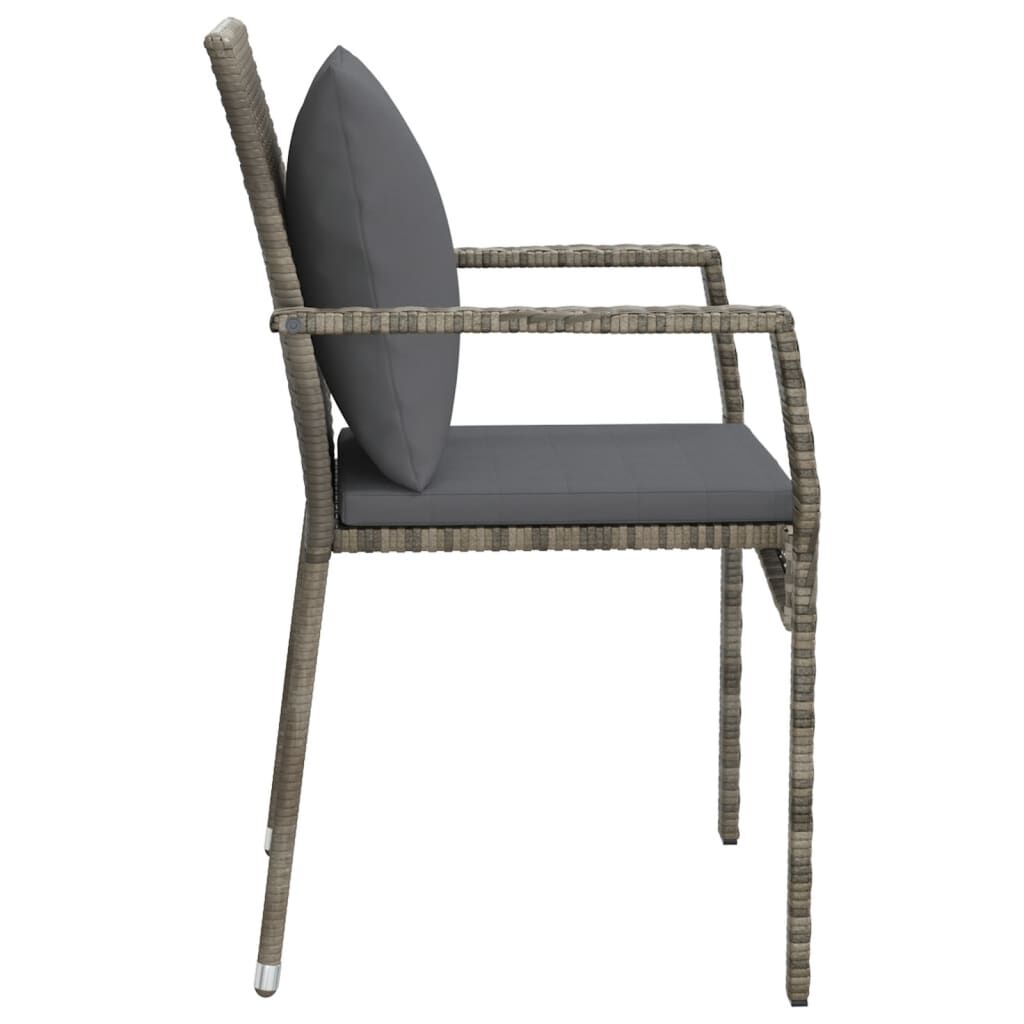 vidaXL Garden Chairs with Cushions 4 pcs Poly Rattan Grey