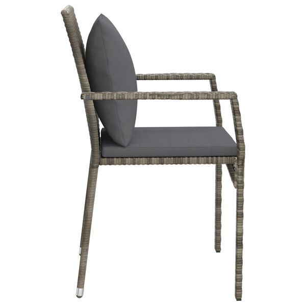 vidaXL Garden Chairs with Cushions 4 pcs Poly Rattan Grey