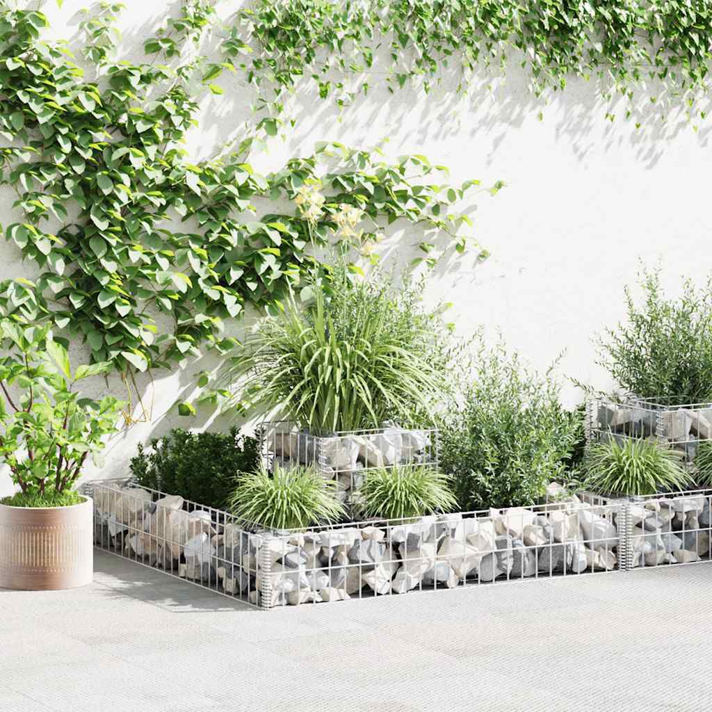 vidaXL Gabion Planter Galvanised Steel 120x120x20