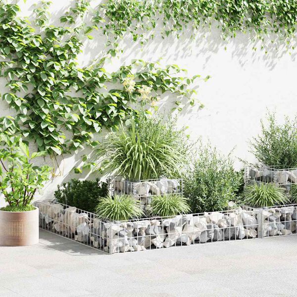 vidaXL Gabion Planter Galvanised Steel 120x120x20