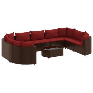 vidaXL 10 Piece Garden Sofa Set with Cushions Brown Poly Rattan