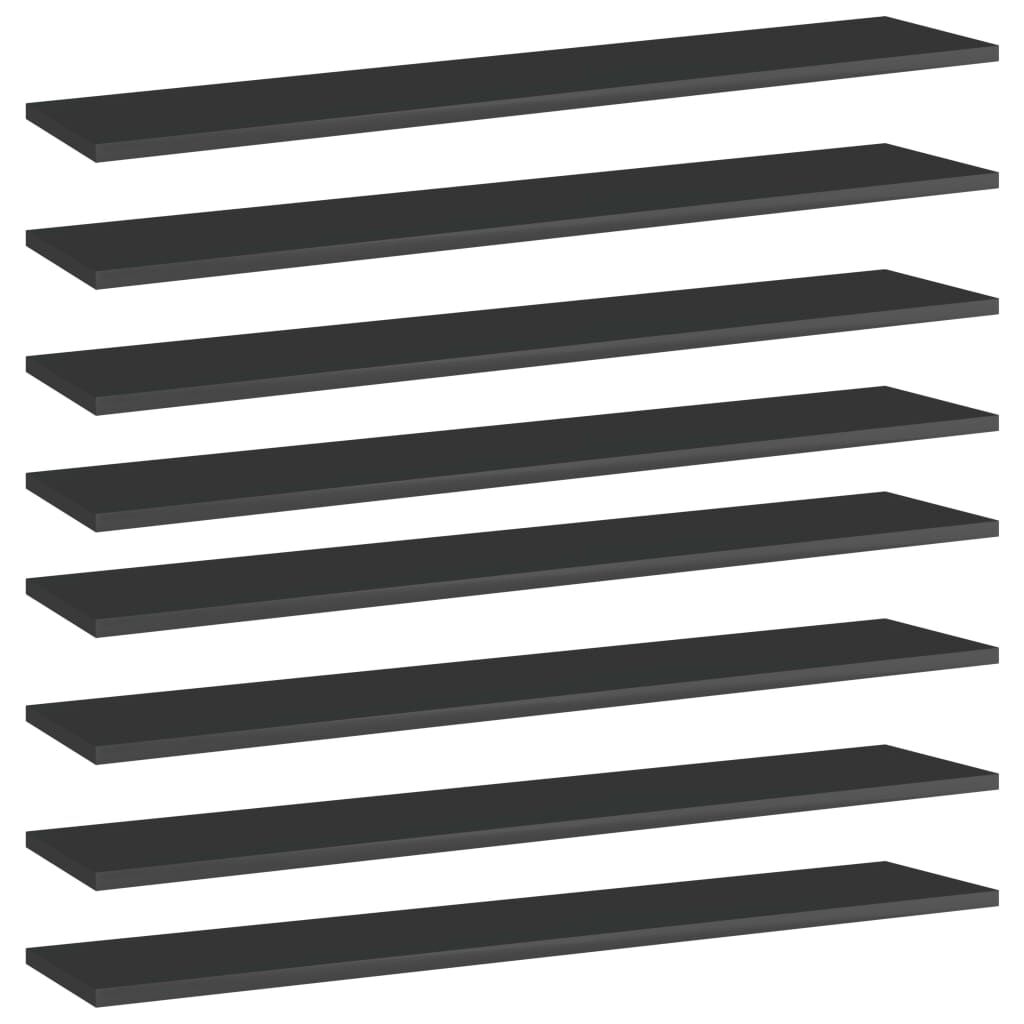 vidaXL Bookshelf Boards 8 pcs High Gloss Black 100x20x1.5 cm Engineered Wood