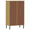 vidaXL Shoe Rack with Metal Legs Brown Solid Wood Pine OSLO