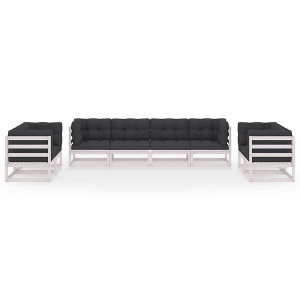 vidaXL 8 Piece Garden Lounge Set with Cushions Solid Pinewood