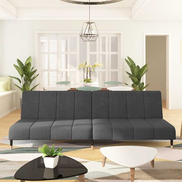 vidaXL 2-Seater Sofa Bed Dark Grey Velvet