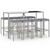vidaXL 9 Piece Garden Bar Set with Cushions Grey Poly Rattan