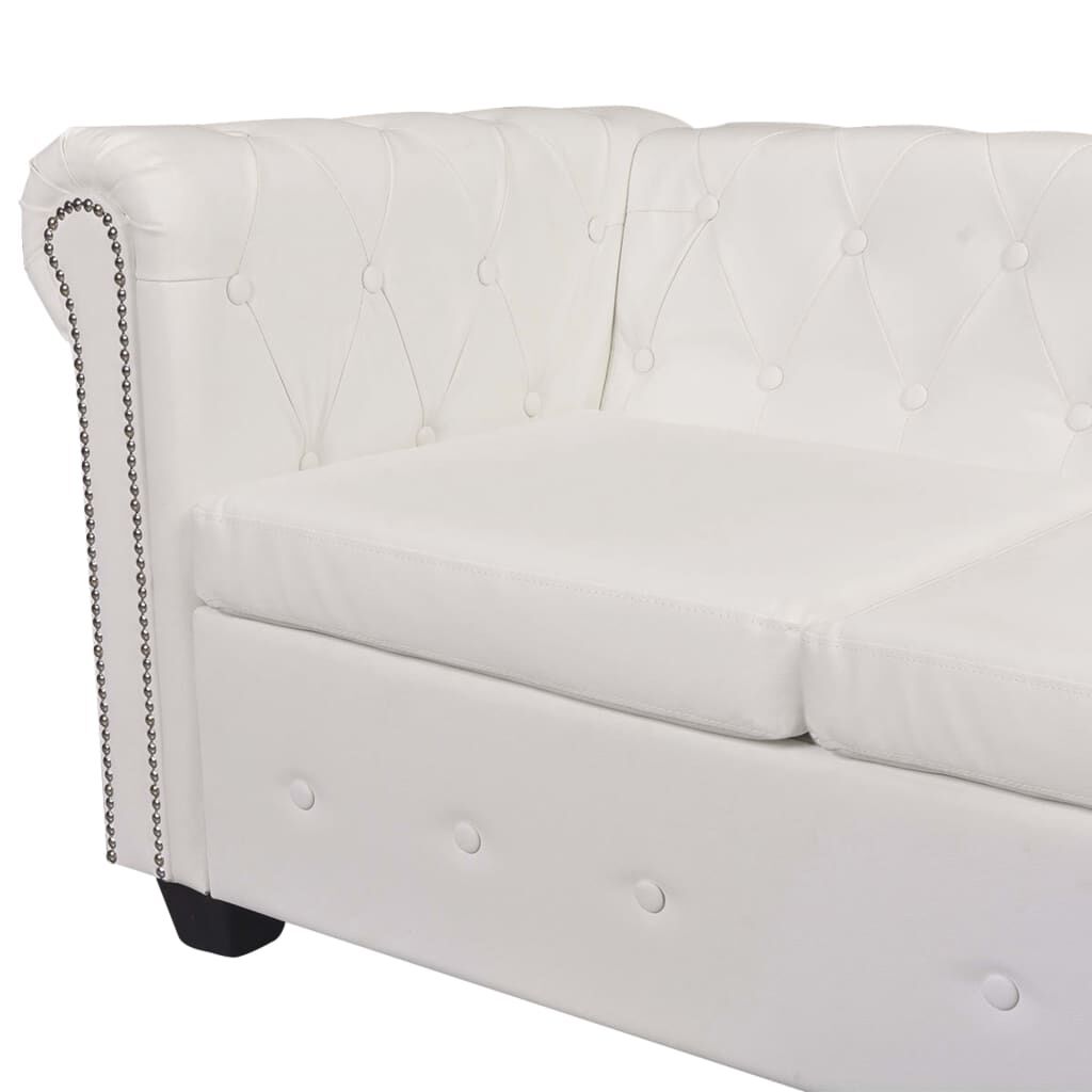 vidaXL Chesterfield Corner Sofa 6-Seater White Faux Leather