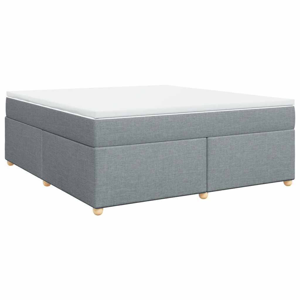 vidaXL Box Spring Bed with Mattress Light Grey California King Fabric