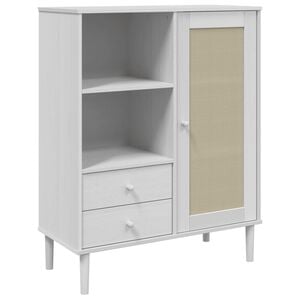 vidaXL Highboard SENJA Rattan Look White 90x40x112 cm Solid Wood Pine