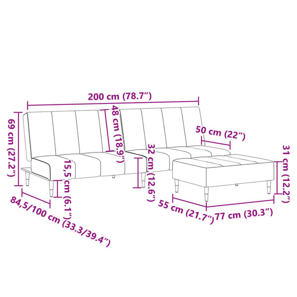 vidaXL 2-Seater Sofa Bed with Footstool Dark Green Velvet