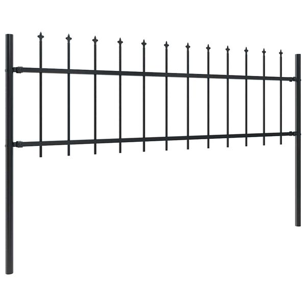 vidaXL Garden Fence with Spear Top Steel 1603.5x60 cm Black