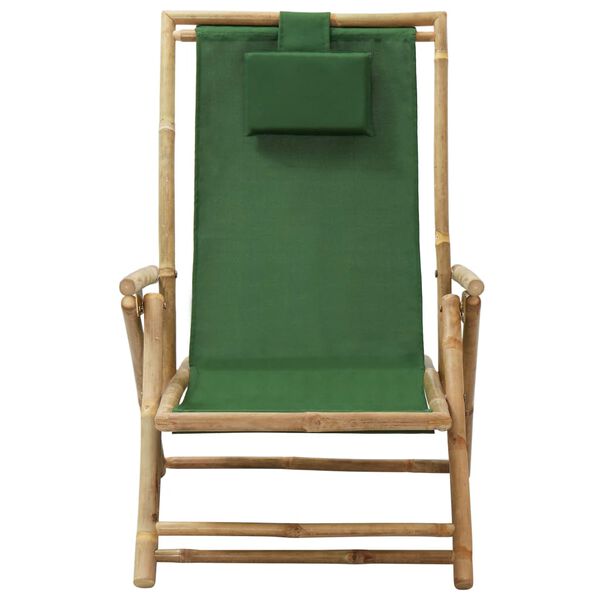 vidaXL Reclining Relaxing Chair Green Bamboo and Fabric