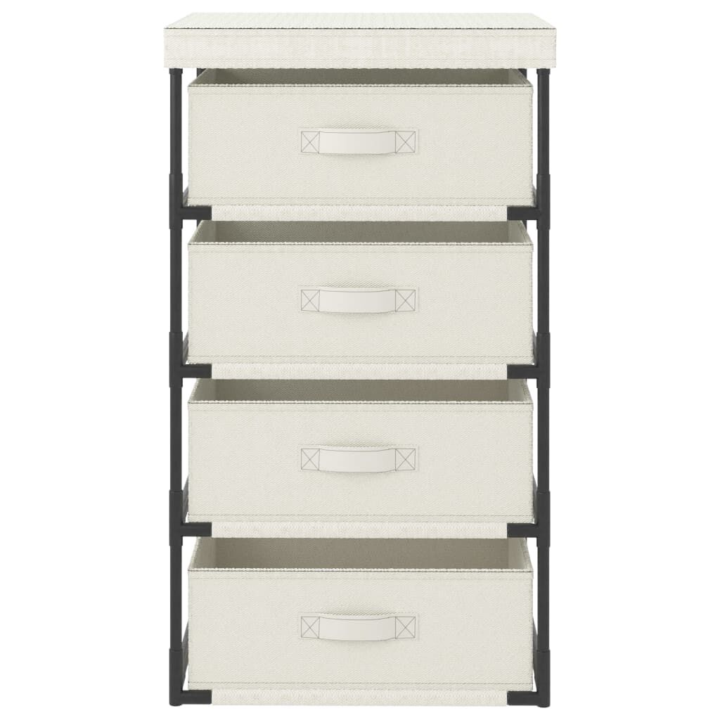 vidaXL Storage Rack with 4 Fabric Baskets Steel Cream