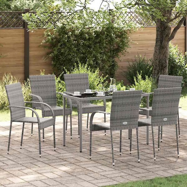 vidaXL Stackable Outdoor Chairs 6 pcs Grey Poly Rattan