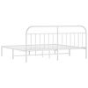 vidaXL Metal Bed Frame without Mattress with Headboard White 193x203cm