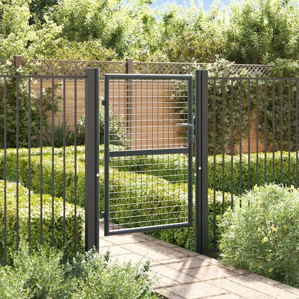 vidaXL Mesh Garden Gate Galvanised Steel 100x125 cm Grey