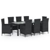 vidaXL 9 Piece Outdoor Dining Set with Cushions Poly Rattan Black