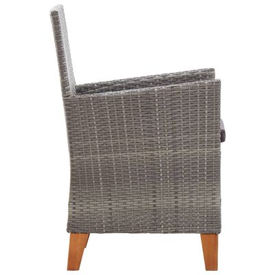 vidaXL Garden Chairs 2 pcs with Cushions Poly Rattan Grey
