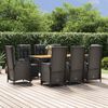 vidaXL 9 Piece Garden Dining Set with Cushions Black Poly Rattan