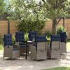 vidaXL Garden Dining Set with Cushion 7 pcs Grey and Black Rattan