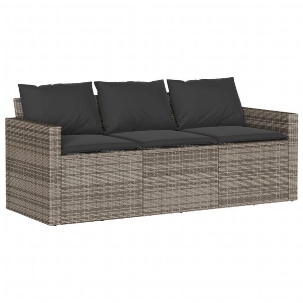 vidaXL 6 Piece Garden Sofa Set with Cushions Grey Poly Rattan