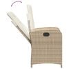 vidaXL Reclining Garden Chair with Cushions Beige Poly Rattan