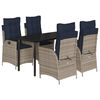 vidaXL 5 Piece Garden Dining Set with Cushions Grey Poly Rattan