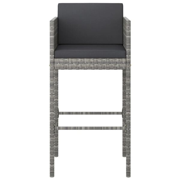 vidaXL 5 Piece Garden Bar Set with Cushions Poly Rattan Grey