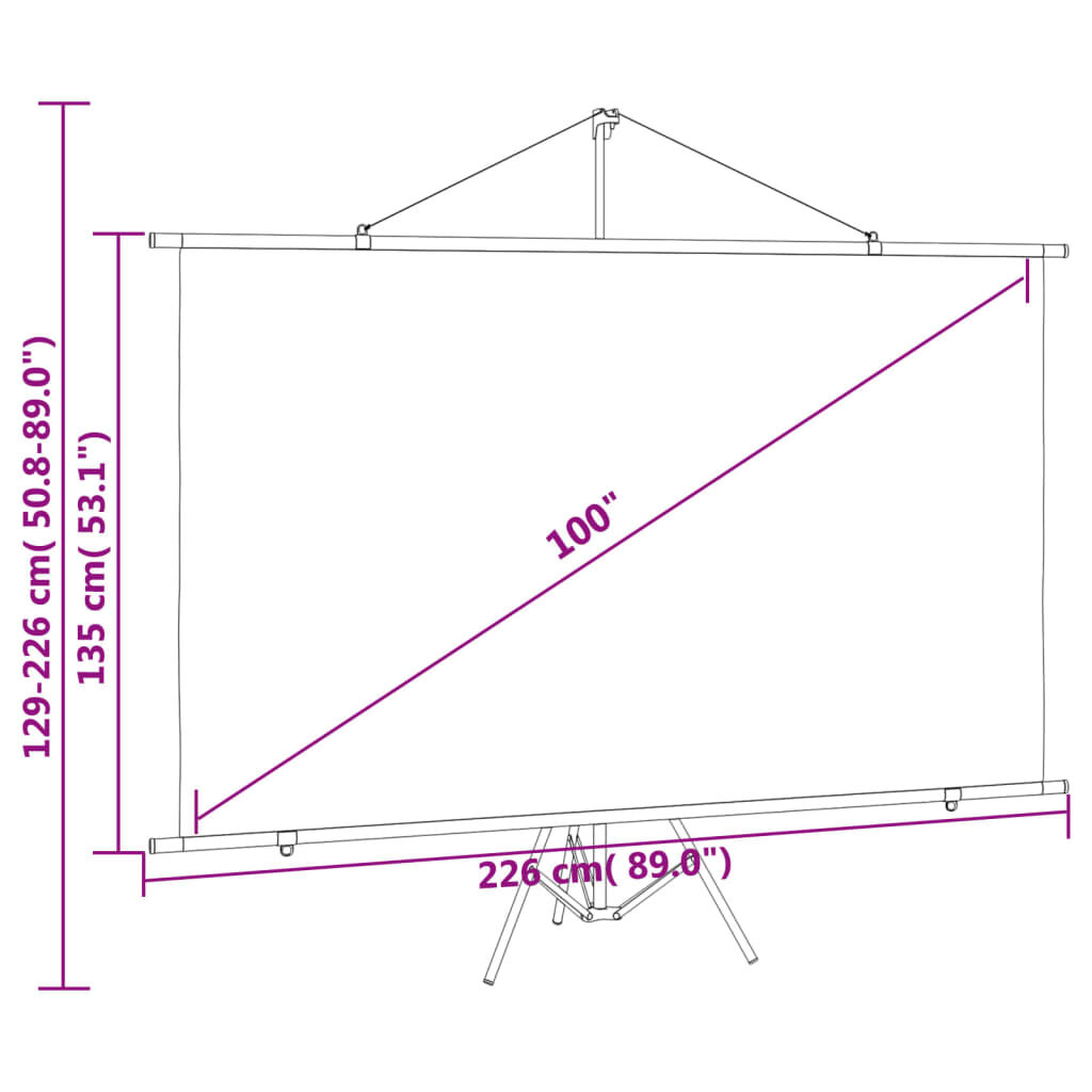 vidaXL Projection Screen with Tripod 100" 16:9