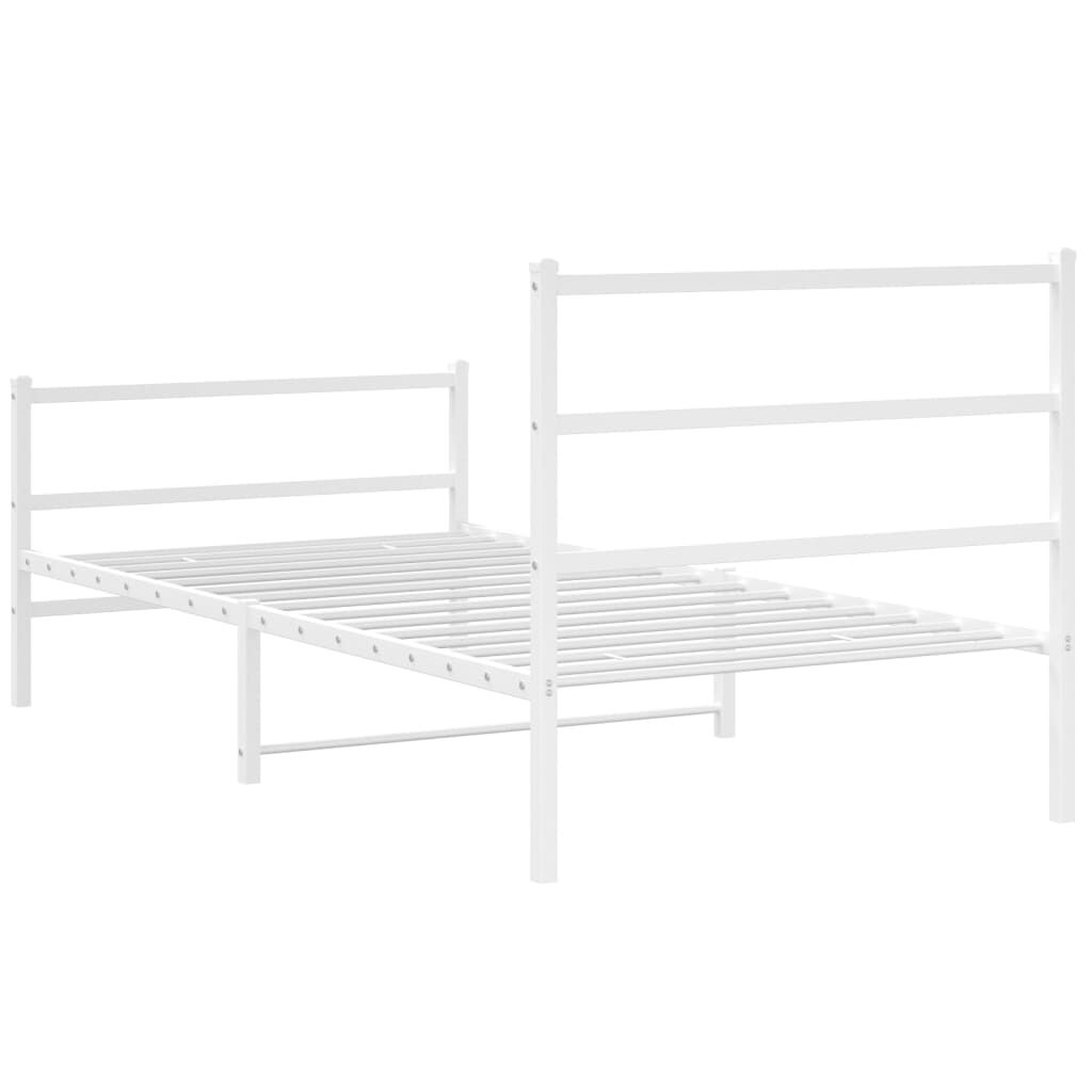 vidaXL Metal Bed Frame without Mattress with Footboard White 100x200cm