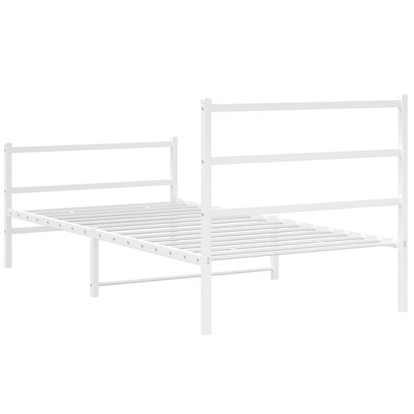 vidaXL Metal Bed Frame without Mattress with Footboard White 100x200cm