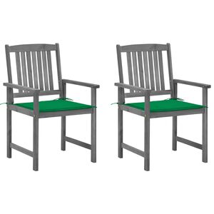 vidaXL Garden Chairs with Cushions 2 pcs Grey Solid Acacia Wood
