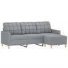 vidaXL 3-Seater Sofa with Footstool Light Grey 180 cm Fabric
