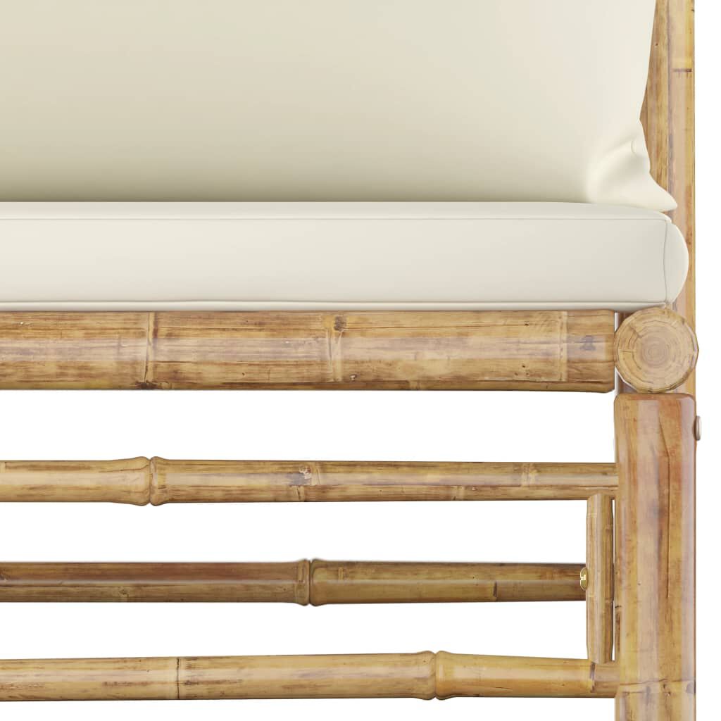 vidaXL 9 Piece Garden Lounge Set with Cream White Cushions Bamboo