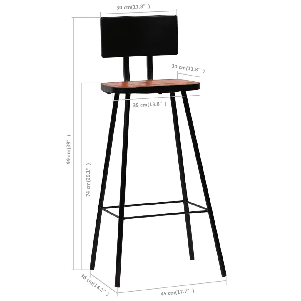vidaXL Bar Set 3 Piece Solid Reclaimed Wood Multicolour