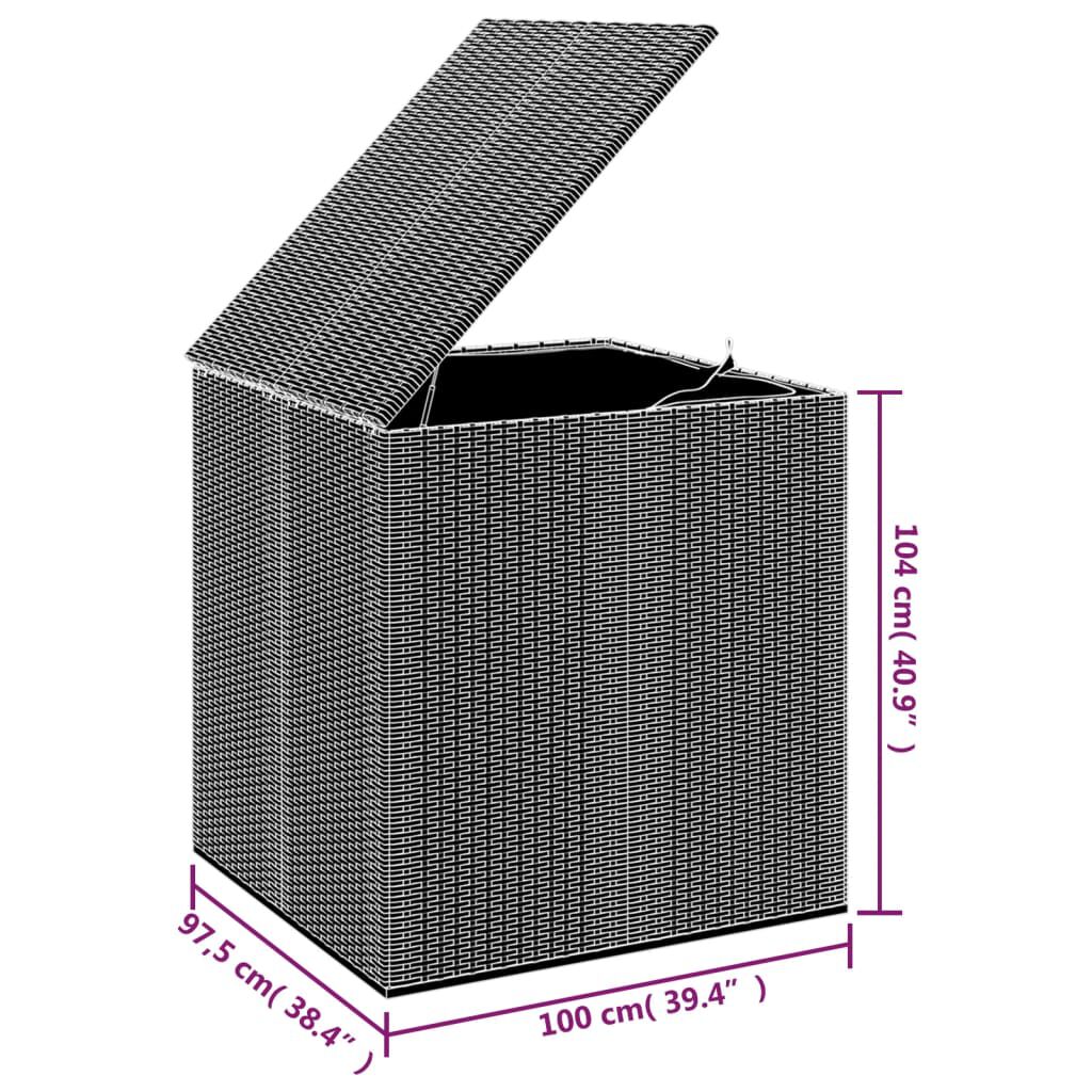 vidaXL Garden Cushion Box PE Rattan 100x97.5x104 cm Black