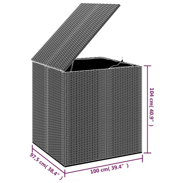 vidaXL Garden Cushion Box PE Rattan 100x97.5x104 cm Black