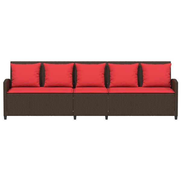 vidaXL Garden Sofa 5-Seater with Cushions Brown Poly Rattan