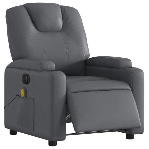 vidaXL Electric Massage Recliner Chair Grey Faux Leather