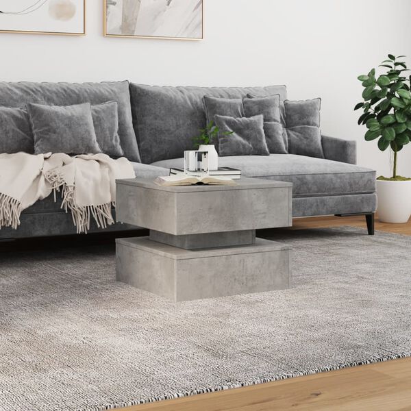 vidaXL Coffee Table with LED Lights Concrete Grey 50x50x40 cm