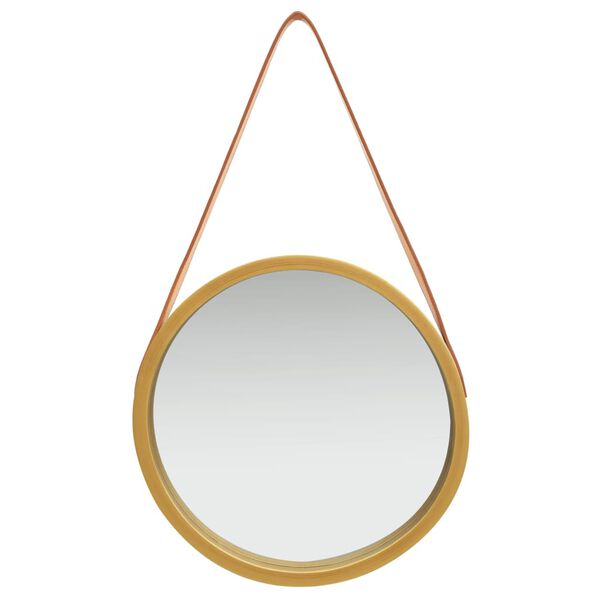 vidaXL Wall Mirror with Strap 40 cm Gold