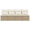vidaXL Garden Sofa with Cushions 4-Seater Beige Poly Rattan