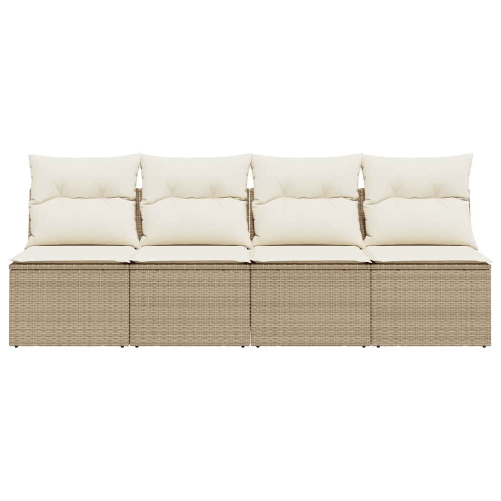 vidaXL Garden Sofa with Cushions 4-Seater Beige Poly Rattan