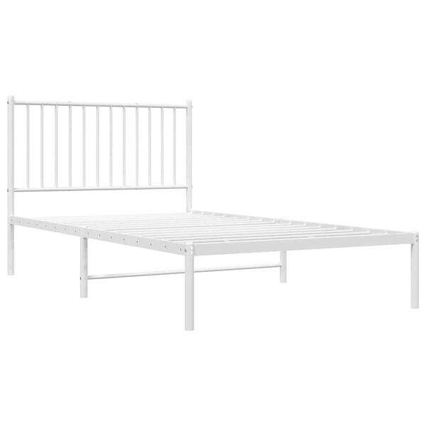 vidaXL Metal Bed Frame without Mattress with Headboard White 100x190cm