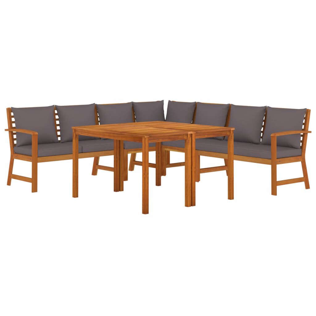 vidaXL 7 Piece Garden Dining Set with Cushions Solid Wood Acacia