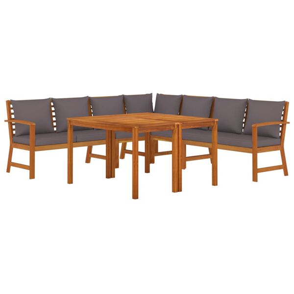 vidaXL 7 Piece Garden Dining Set with Cushions Solid Wood Acacia