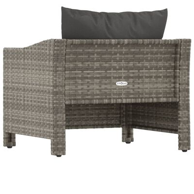vidaXL Garden Armchair with Cushion Grey Poly Rattan